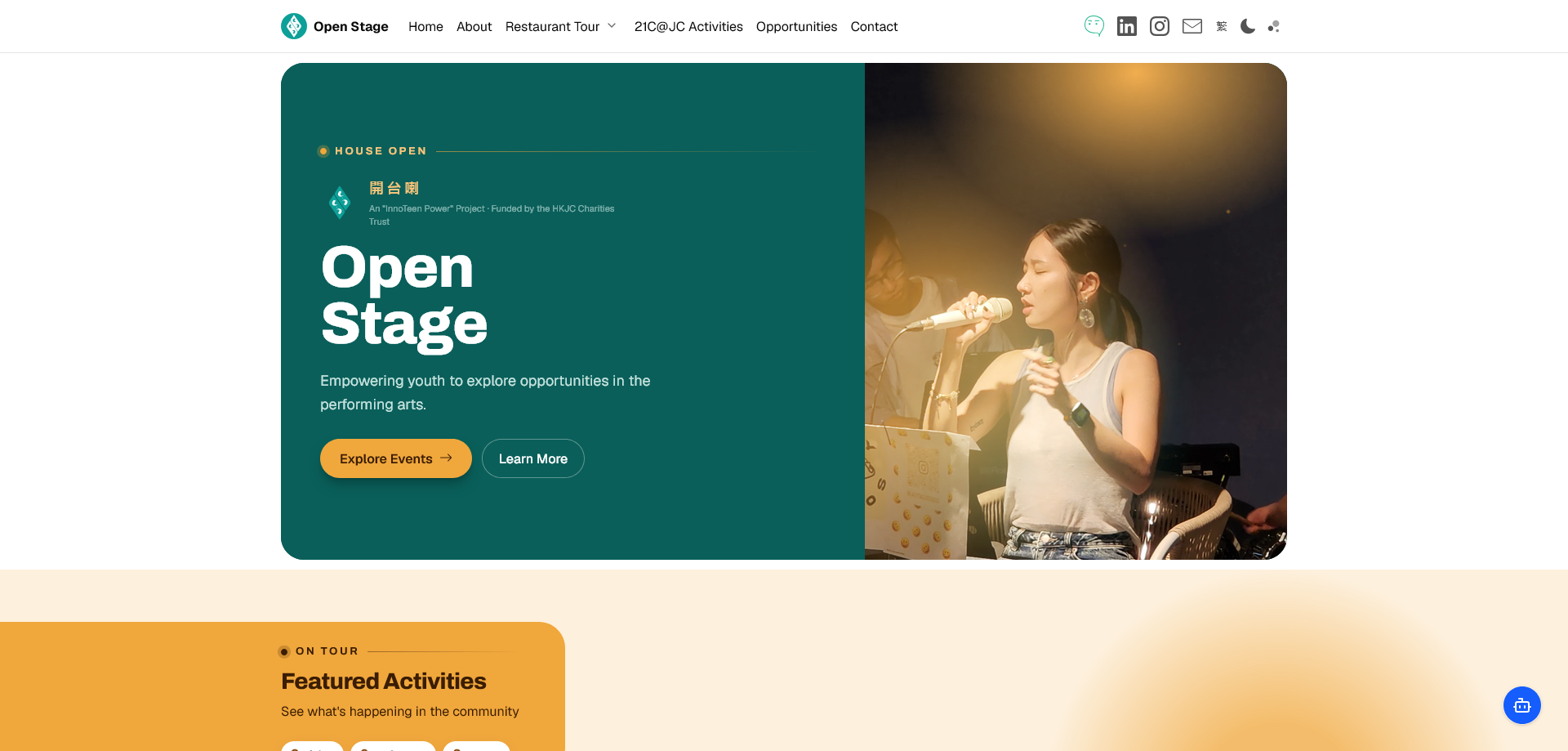 Open Stage homepage screenshot